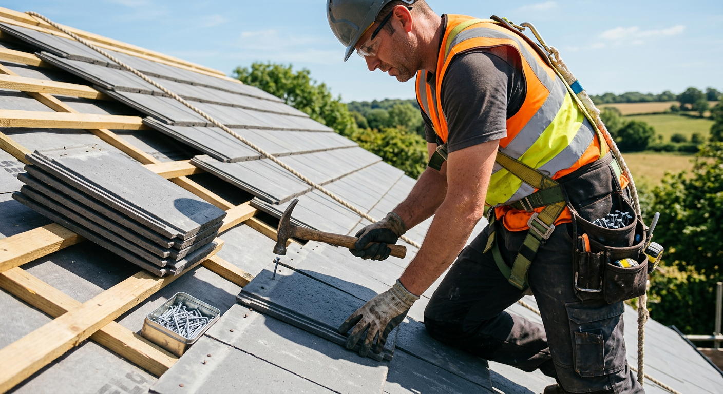 Vakman voert complete dakrenovatie uit op woning